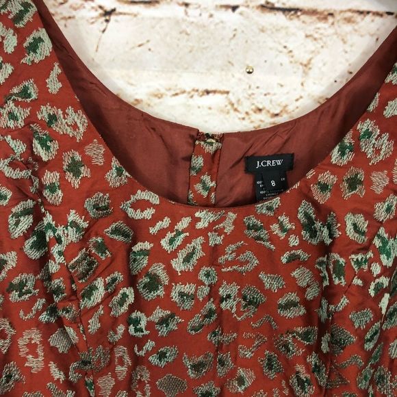 J Crew leopard jacquard dress 8 rust gray cocktail - Picture 4 of 7